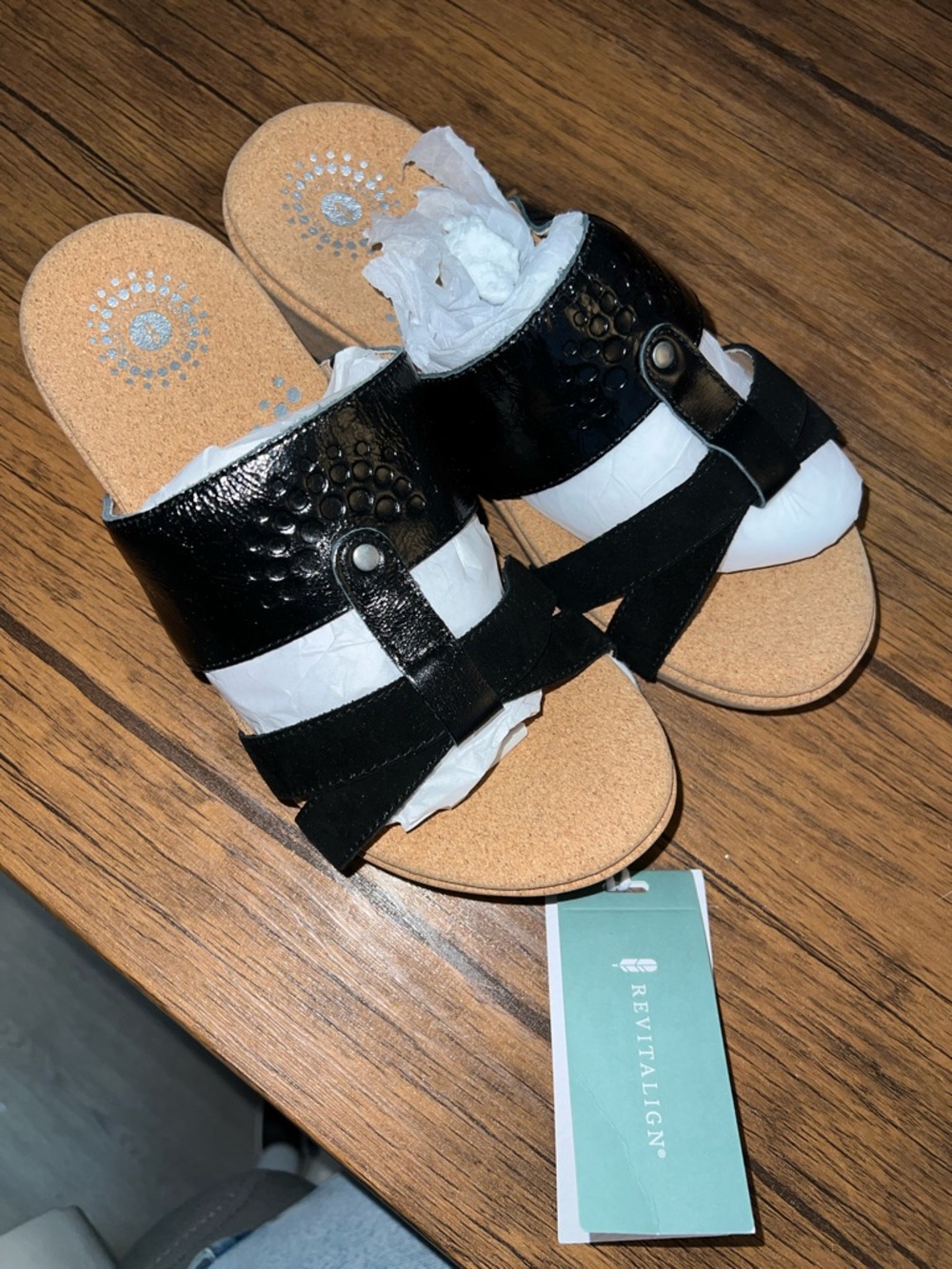 NWT Revitalign Orthopedic Andover Wedge Slide Sandal in‎ Black- 8.5